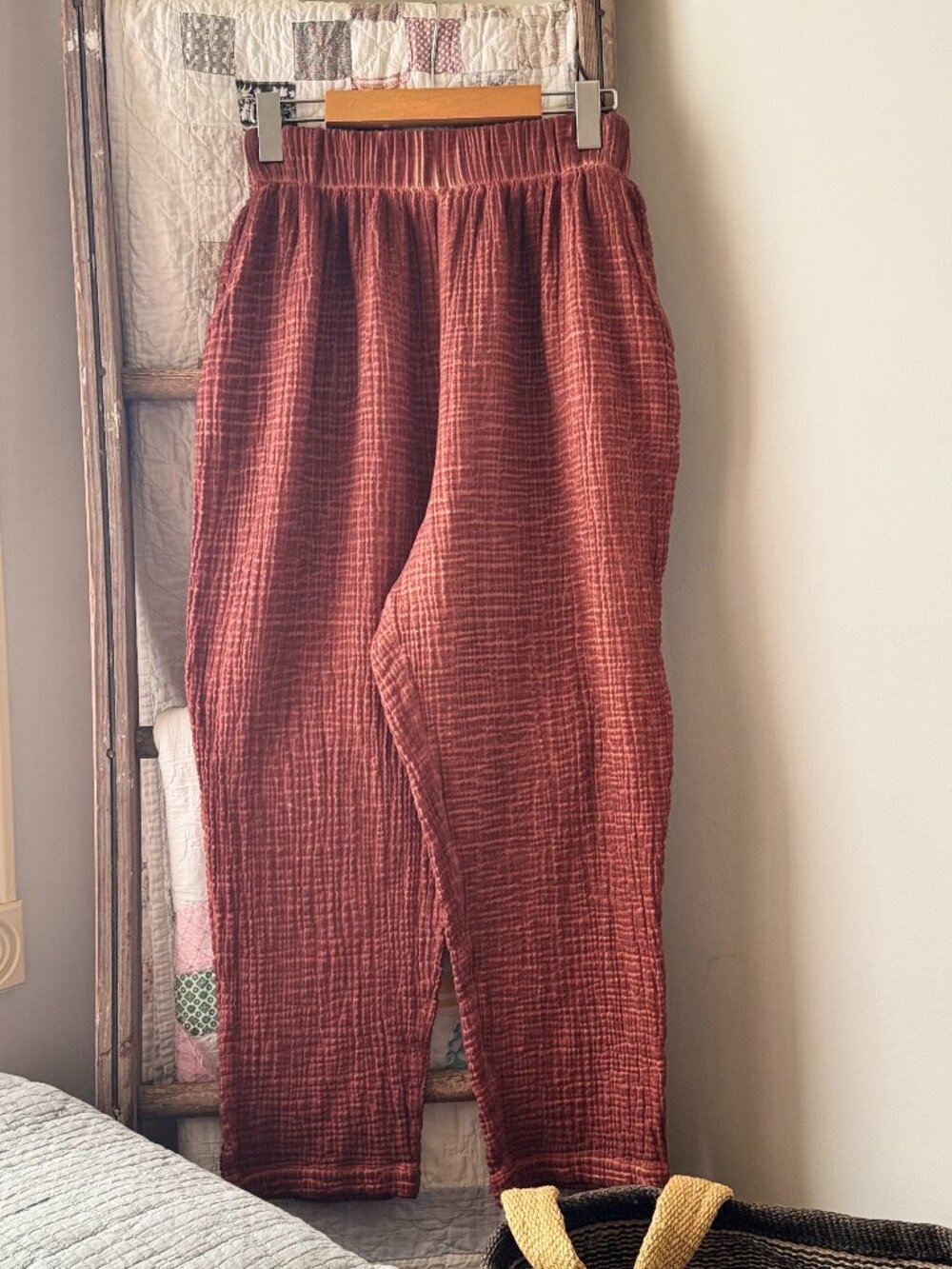 Pokoloko Crinkle Slouchy Pants in Terracotta
